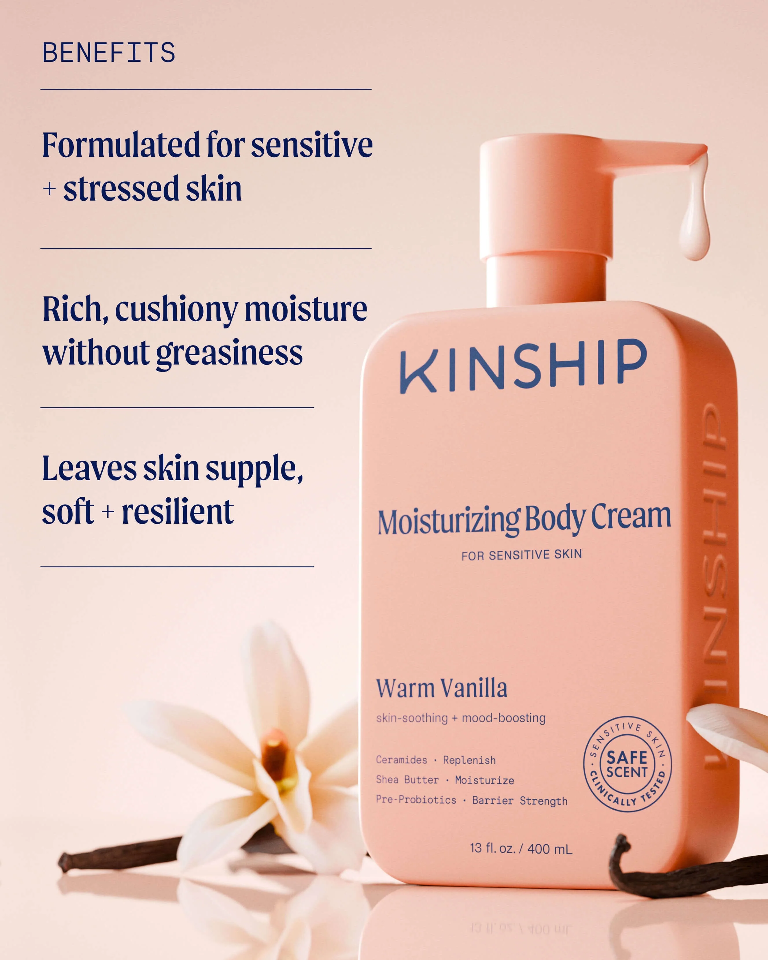 Barrier-Repair Moisturizing Body Cream for Sensitive Skin (Warm Vanilla) - Image 3